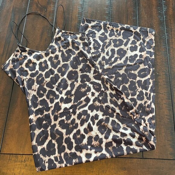 LAST ONE Uber Sexy Wild Print Spaghetti Strap Bodycon Tea Length Pencil Dress - Picture 5 of 9